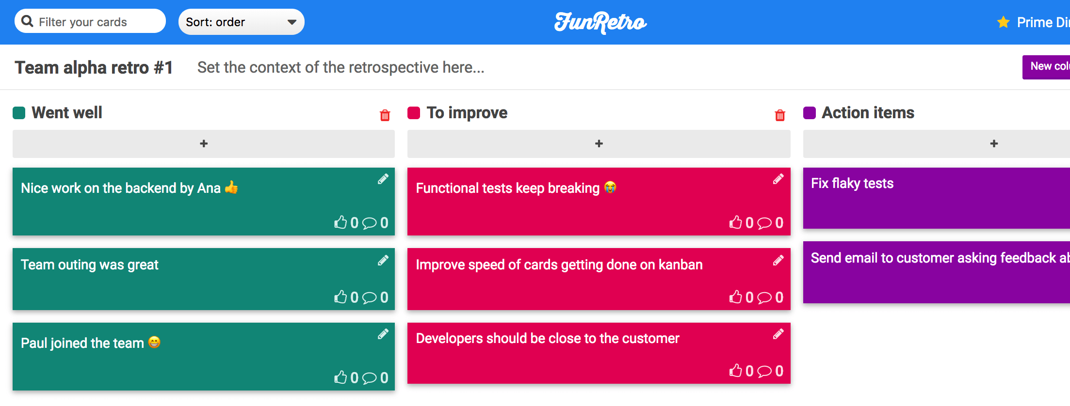 FunRetro, retrospective tool